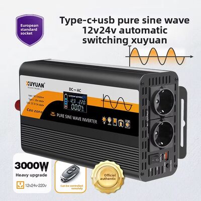 Edge Pure Sine Wave Inverter 12V/24V to 220V European Gauge Outdoor Vehicle Converter 3000W High Power China