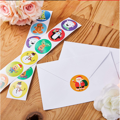 Christmas 2 Inch Round Sticky Labels On A Roll 1000pcs CMYK Color